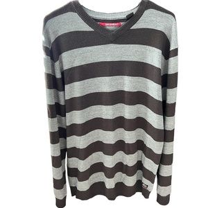 UnionBay - V neck - Long sleeved, Sweater - XL - Brown & Gray Stripes